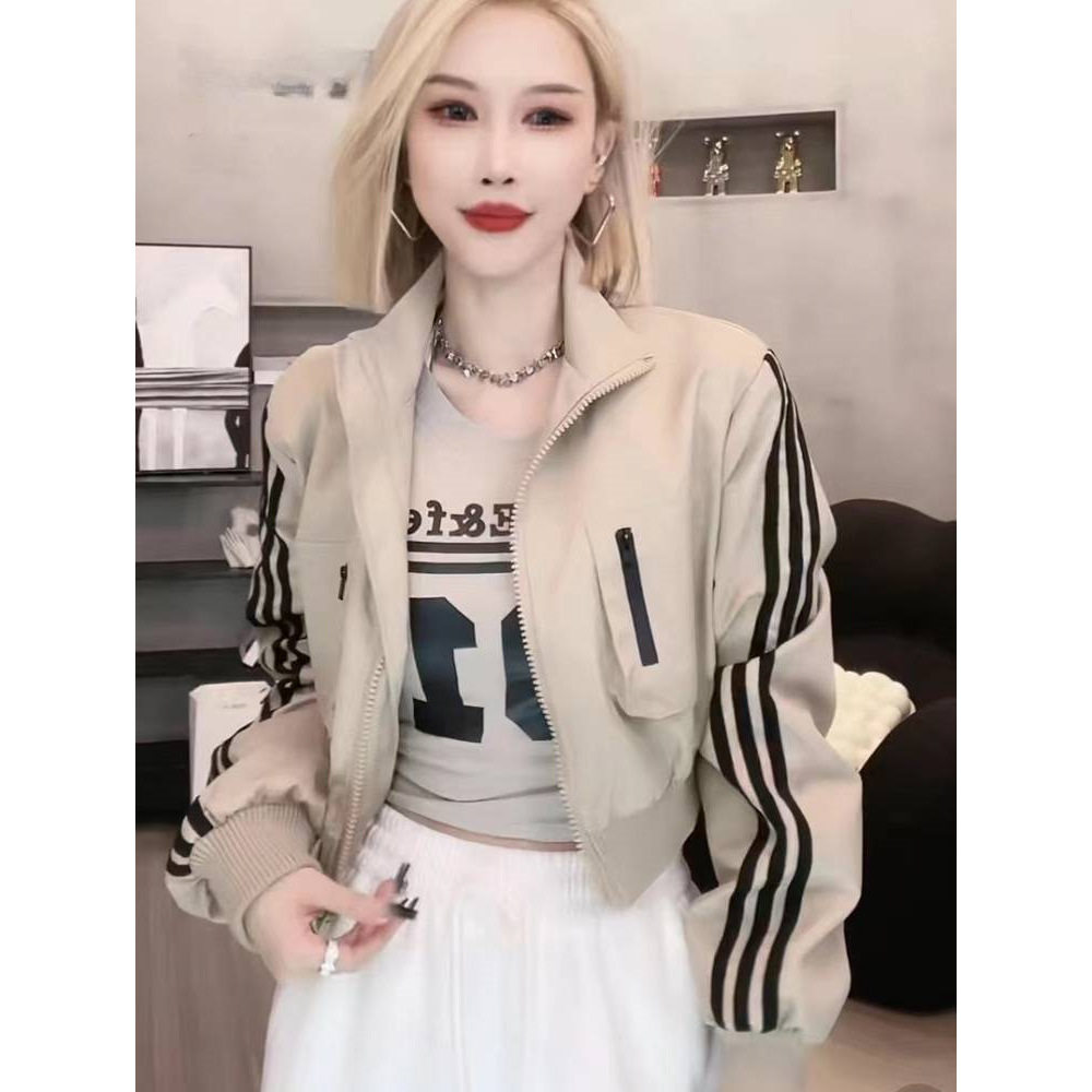 法国Cherry Kitty欧货飒酷街头立领杠条机车风棒球服短外套女秋季