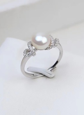 日系CherryKoko简约正圆淡水心音白金仿淡水珍珠活口可调节馒头