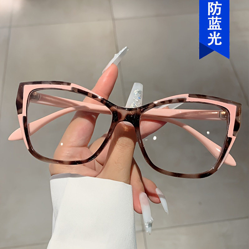 日本cherrykoko拼色猫眼平光镜防蓝光新款眼镜架女士个性百搭