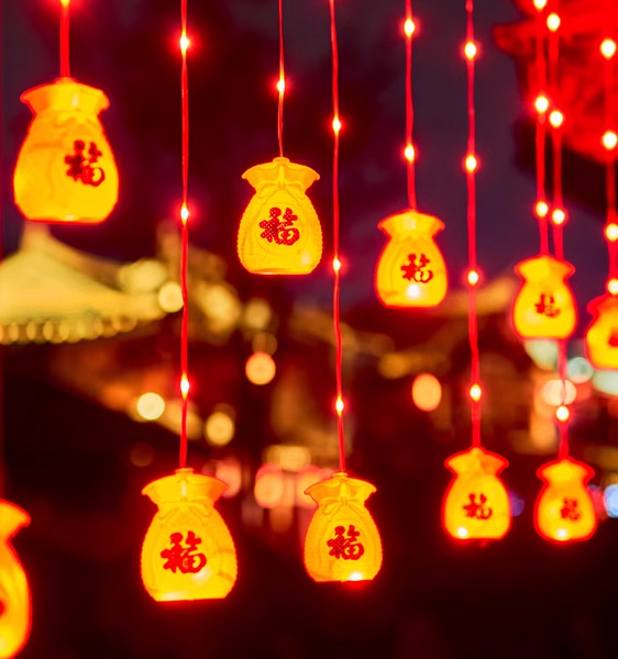 2025新年款太阳能红灯笼户外庭院灯元宵阳台春节氛围装饰福字灯串