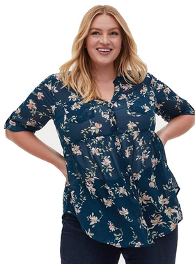 180斤200斤欧美上衣US2码夏季特大码长袖短袖雪纺经典款衬衫