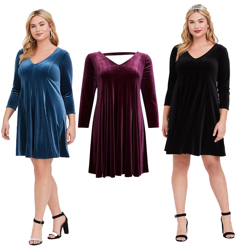 法式修身天鹅绒金丝绒迷你连衣裙