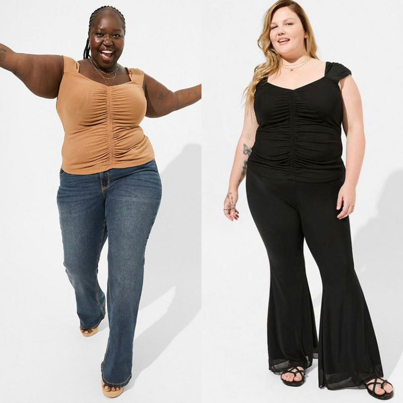 欧美特大码褶皱性感正品背心吊带