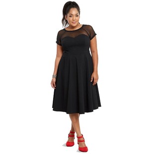 TORRID中长款大码性感黑色礼服样式洋气显瘦透纱网连衣裙