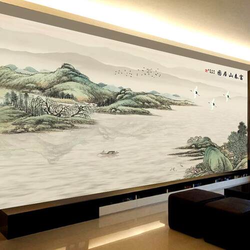 卡卡十字绣中式客厅中国风山水画