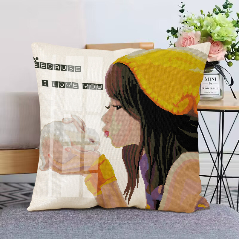 2024新款十字绣卧室汽车后排座抱枕定制个性沙发靠枕自己绣