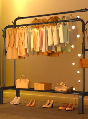 衣架落地折叠家用简易阳台晾晒衣服架子卧室收纳晾衣杆室内挂衣架