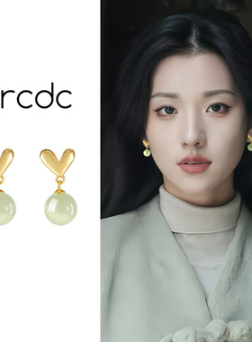 新中式蚊香盘耳夹无耳洞绿色耳坠新款高级感轻奢小众气质绝美耳饰