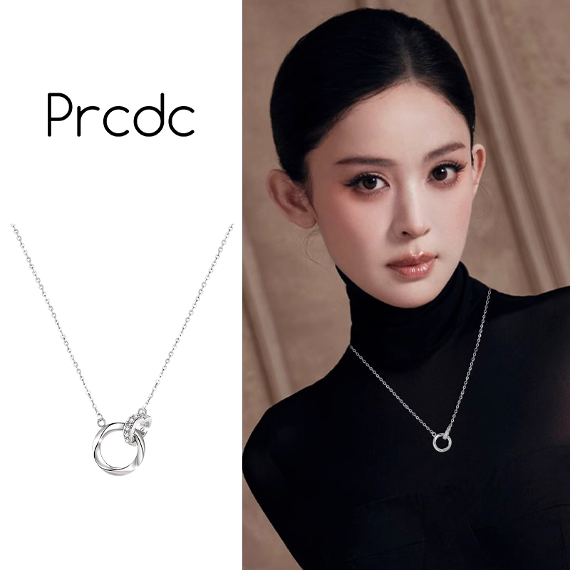 银色莫比乌斯环项链女简约时尚百搭气质锁骨链轻奢独特毛衣链配饰