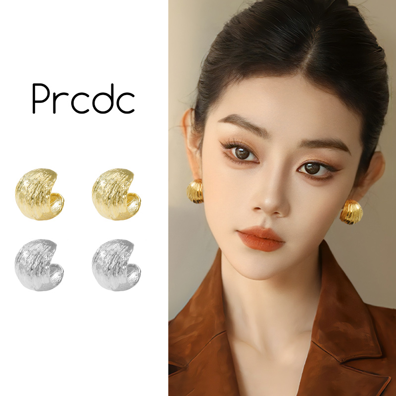 复古港风金色C型耳环女
