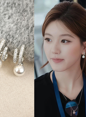 高级感轻奢银色蚊香盘耳夹无耳洞女新款珍珠款小众气质艺术生耳饰