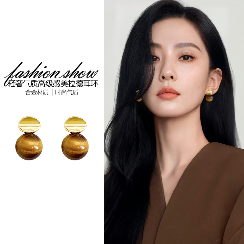 气质美拉德耳环法式复古