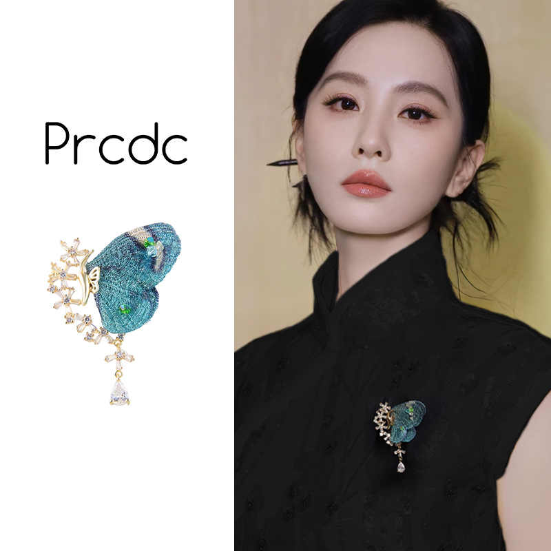 绿色蝴蝶胸针高档女奢华