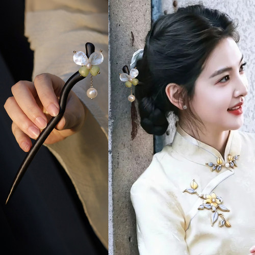 新中式蝴蝶发簪女2026新款高端