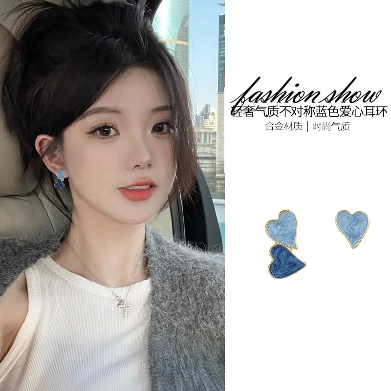 不对称爱心耳环甜酷冷淡风