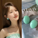 薄荷绿椭圆形蚊香盘耳夹女气质简约小清新无耳洞耳环独特几何耳饰