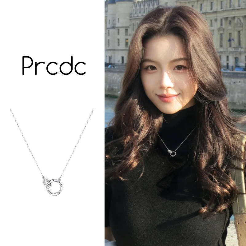 银色环环相扣项链女2025