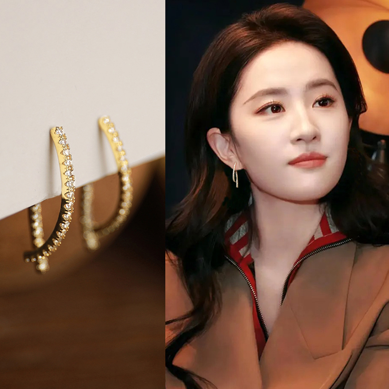 金色交叉耳环轻奢高级感