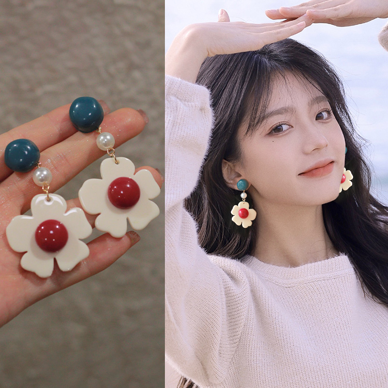 撞色花朵软垫耳夹2025