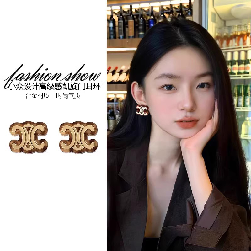 独特金色气质耳环女法式复古