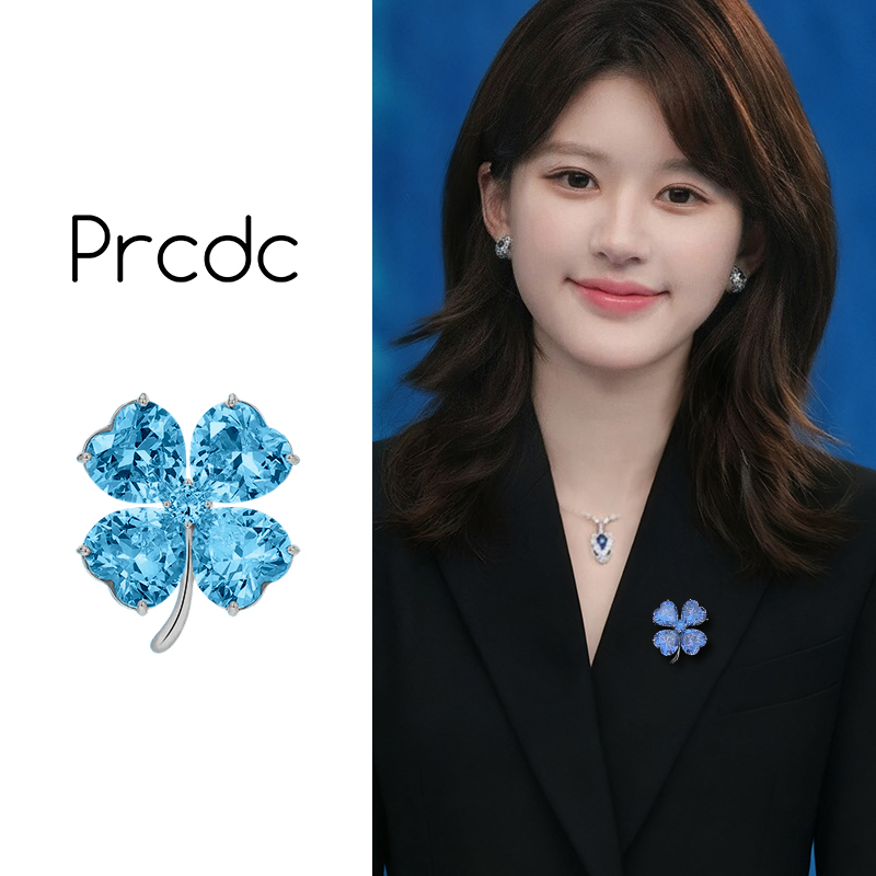 蓝色四叶草胸针胸花新款