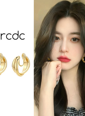 金色圈圈蚊香盘耳夹2025新款高级感轻奢小众简约百搭无耳洞耳饰女