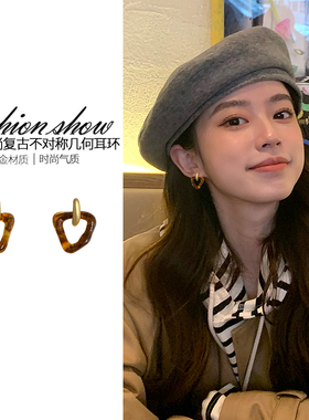 复古港风耳钉独特个性轻奢耳环小众设计美拉德镂空耳坠冷淡风耳饰