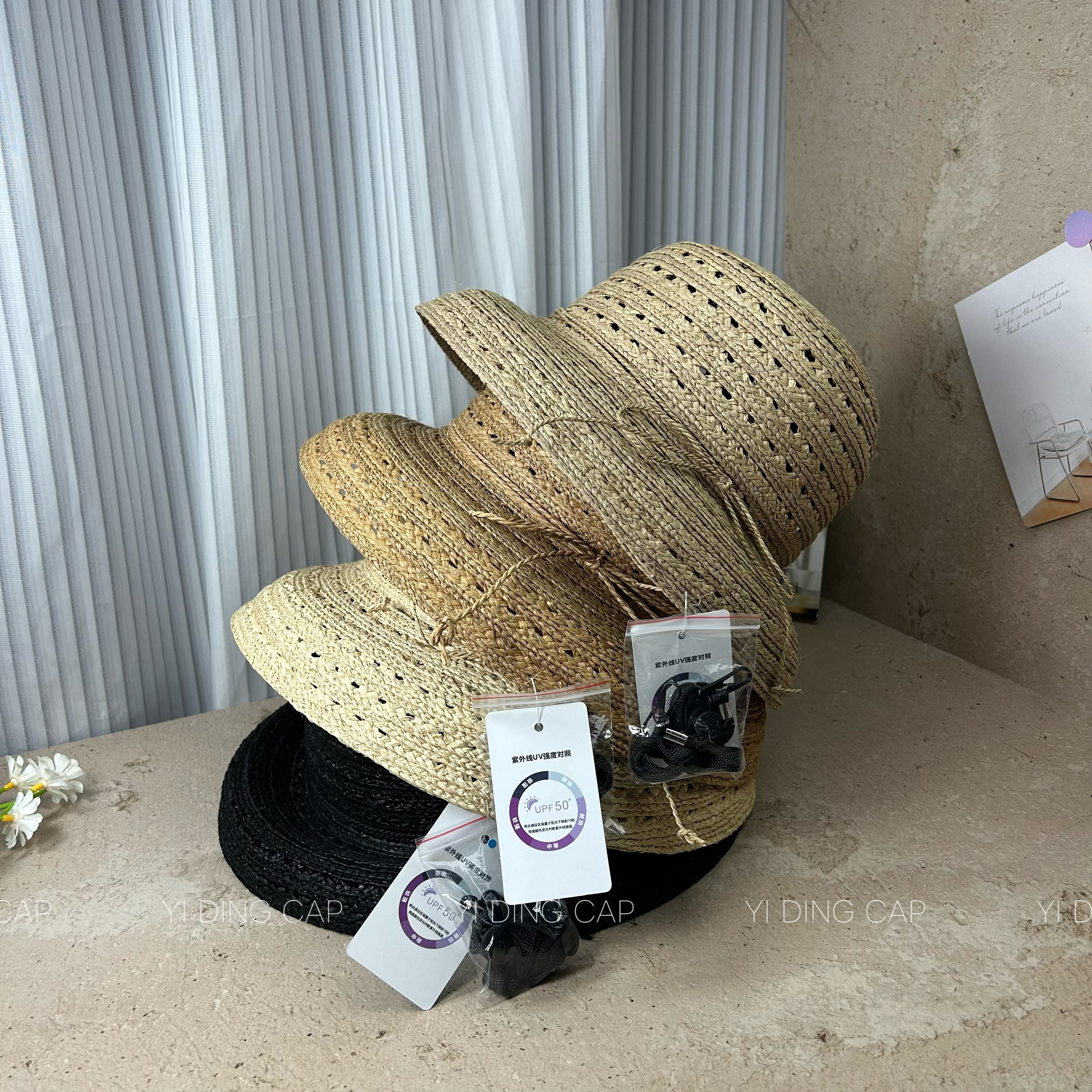 夏季拉菲草赫本风显脸小防晒帽女