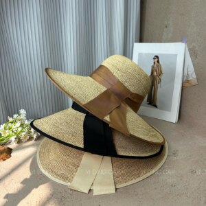 夏季超大檐拉菲草女渔夫帽防晒