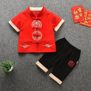 汉服男童夏季套装薄款儿童夏天中国风古风男宝宝周岁抓周宴礼服女