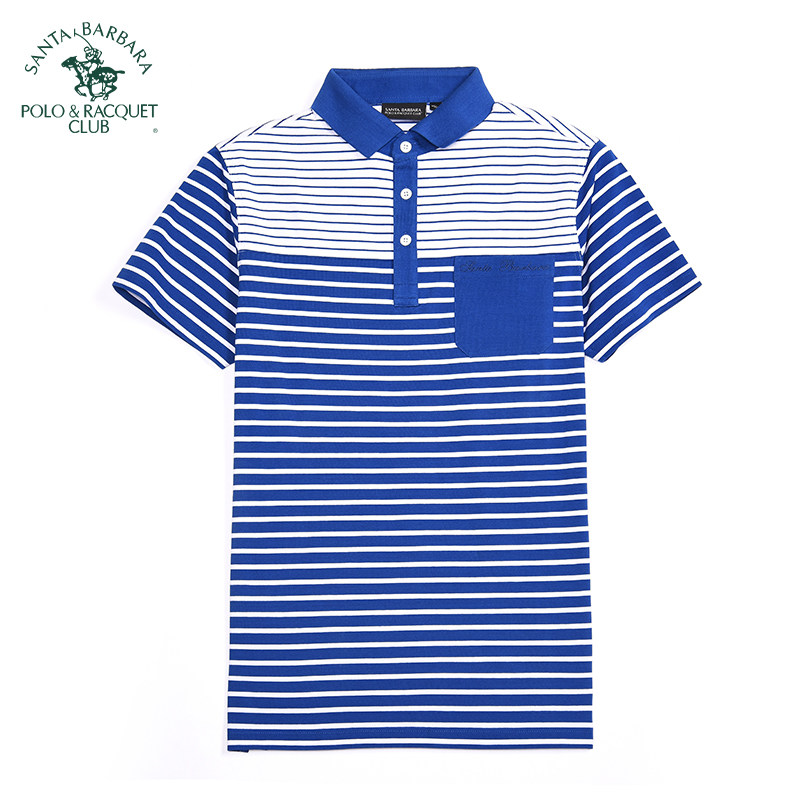 圣大保罗polo衫男士夏季条纹商务休闲翻领短袖t恤微弹修身时尚