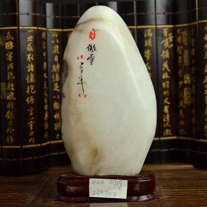 禅意阁孤品奇石玉石石敢当雪花玉摆件补角石雕客厅家居送礼礼品