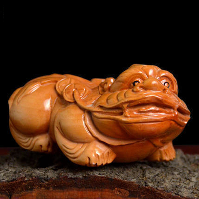 肥城桃木貔貅手把件木雕 文玩桃木把玩件小号摆件工艺品