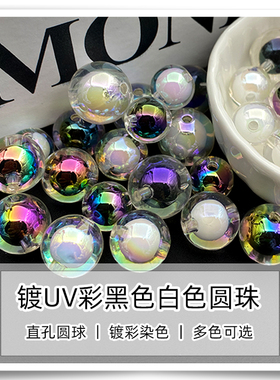 亚克力镀UV彩光圆形珠中珠串珠子