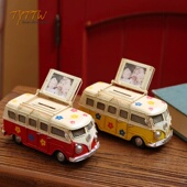 礼物摆件 饰个性 铁艺小车个性 复古儿童房模型相框储蓄罐巴士店铺装