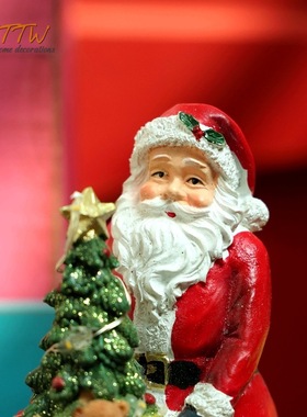 派礼物的圣诞老公公人物公仔摆件