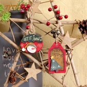 可爱 饰 彩色木板手绘圣诞新年节日氛围小挂饰壁饰家居温馨小装