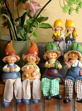 花园庭院别墅庭院客厅娃娃吊脚造景装饰幼儿园卡通树脂摆件