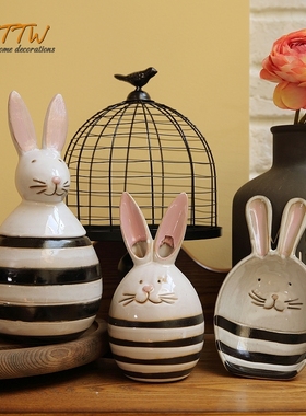 招财猫萝卜兔陶瓷碟子收纳家居