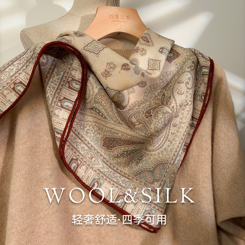 经典佩斯利丝毛围巾2025冬季新款