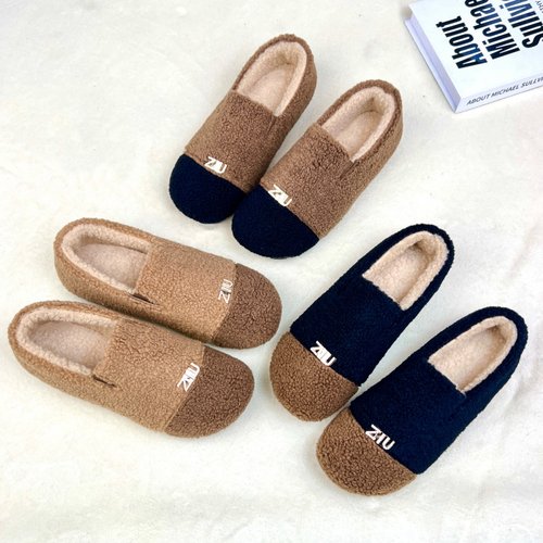 冬季百搭一脚蹬棉鞋女加绒保暖平底休闲百搭豆豆鞋时尚妈妈鞋