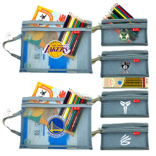 湖人勇士雄鹿篮网A4文件袋双层 科比詹姆斯库里文具收纳袋纱网