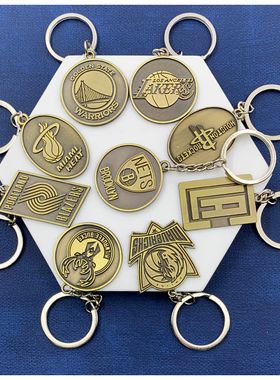 凯尔特人雄鹿湖人勇士篮球钥匙扣 热火篮网快船挂件钥匙扣铜