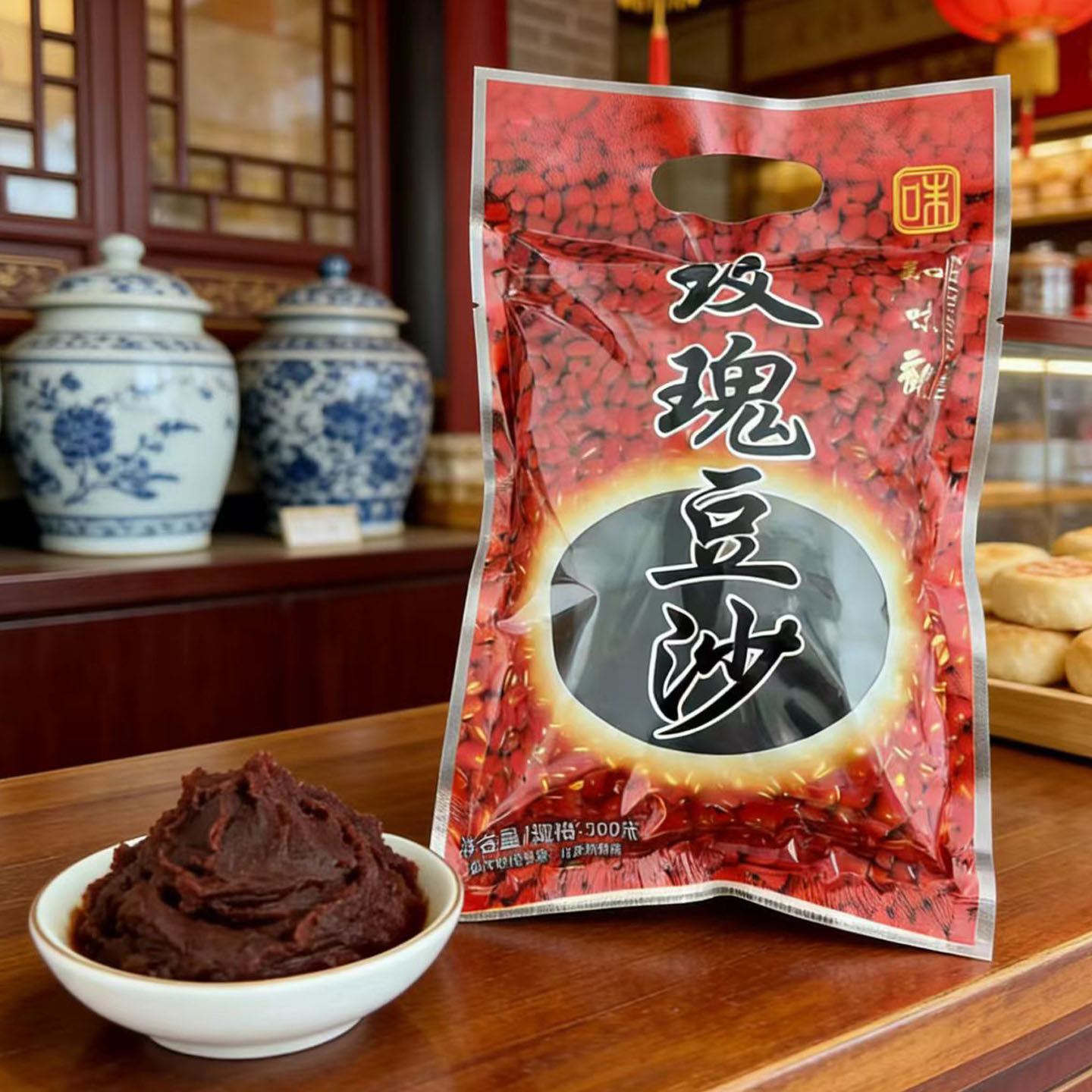 知味观玫瑰豆沙500g包装青团沙馅料面包月饼粽子蛋黄酥红豆沙馅