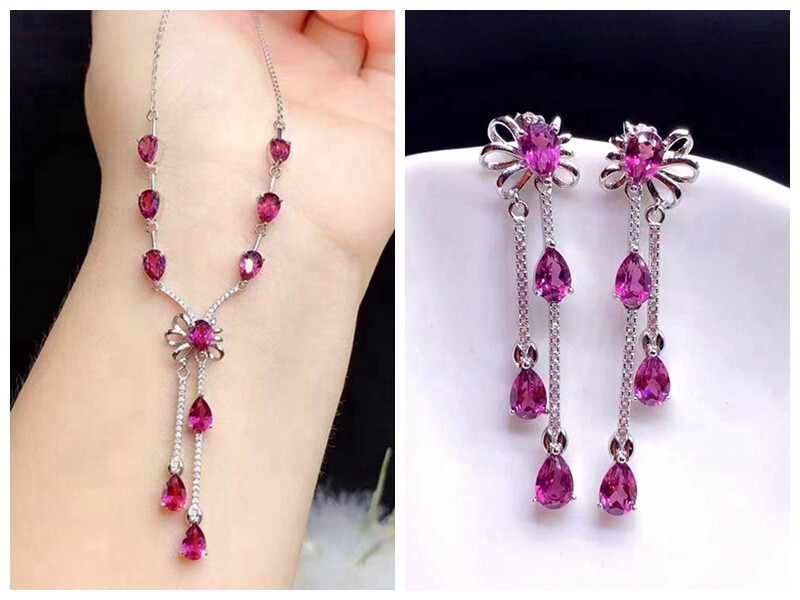 新S925纯银镀金色原创套链锁骨链耳坠水滴4*54*6mm空托配件女气质