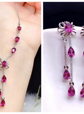 新S925纯银镀金色原创套链锁骨链耳坠水滴4*54*6mm空托配件女气质