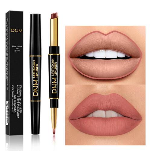 2 IN 1  Lip Liner Waterproof Matte Lipstick Pencil Contour T