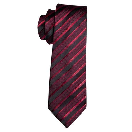 Male Luxury Neck Tie For Men Business Red Striped Silk Tie H