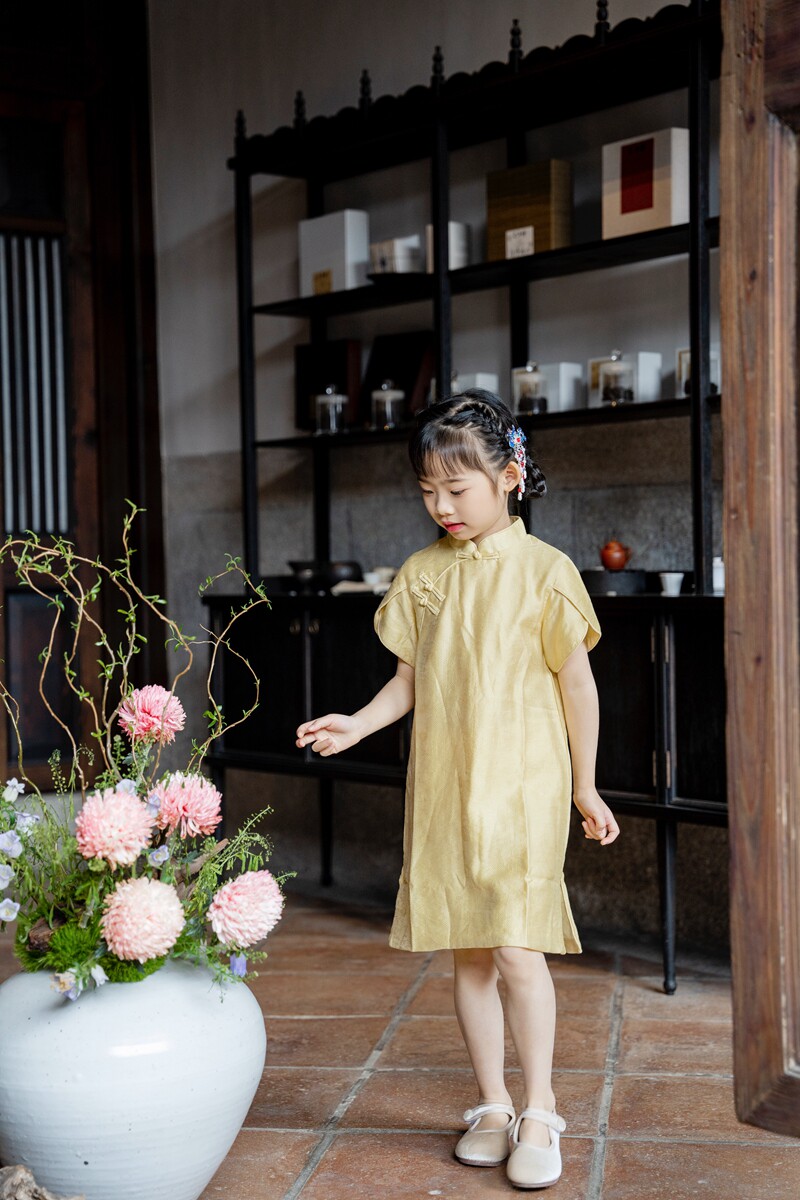 民国风女童旗袍夏季儿童古装改良中式天丝麻连衣裙女孩唐装中国风
