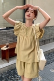 【】轻熟小个子套装夏季飞飞袖衬衫阔腿裤两件套5050P135K198，女装套装/套裙，2C166